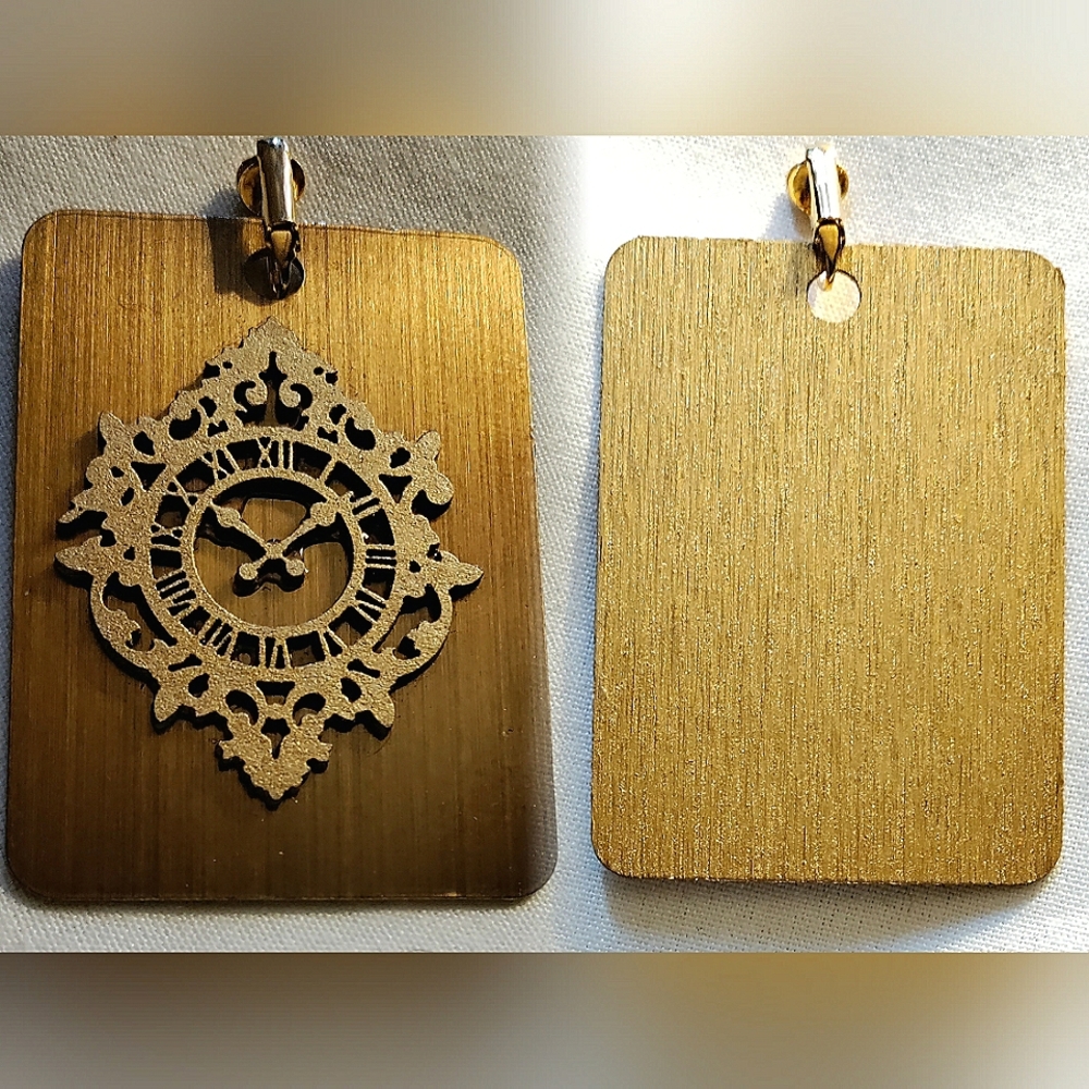 NEW Handmade Ornament /  Charm! Oxibronze. Victorian Steampunk Gold Wood Clock.